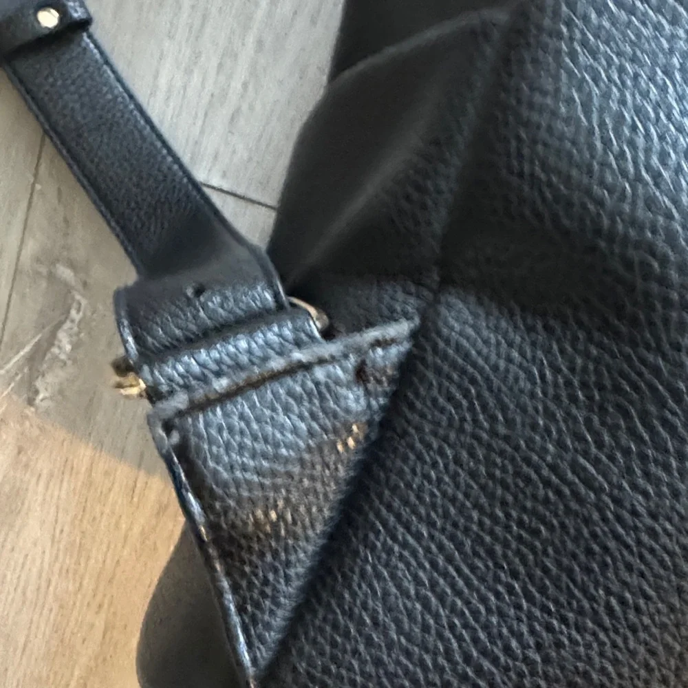 Luli Bebe Black Quilted Leather Backpack Diaper bag Tote with Gold Hardware